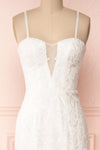 Esperance White Mermaid Gown | Robe Bustier | Boudoir 1861 front close up strap