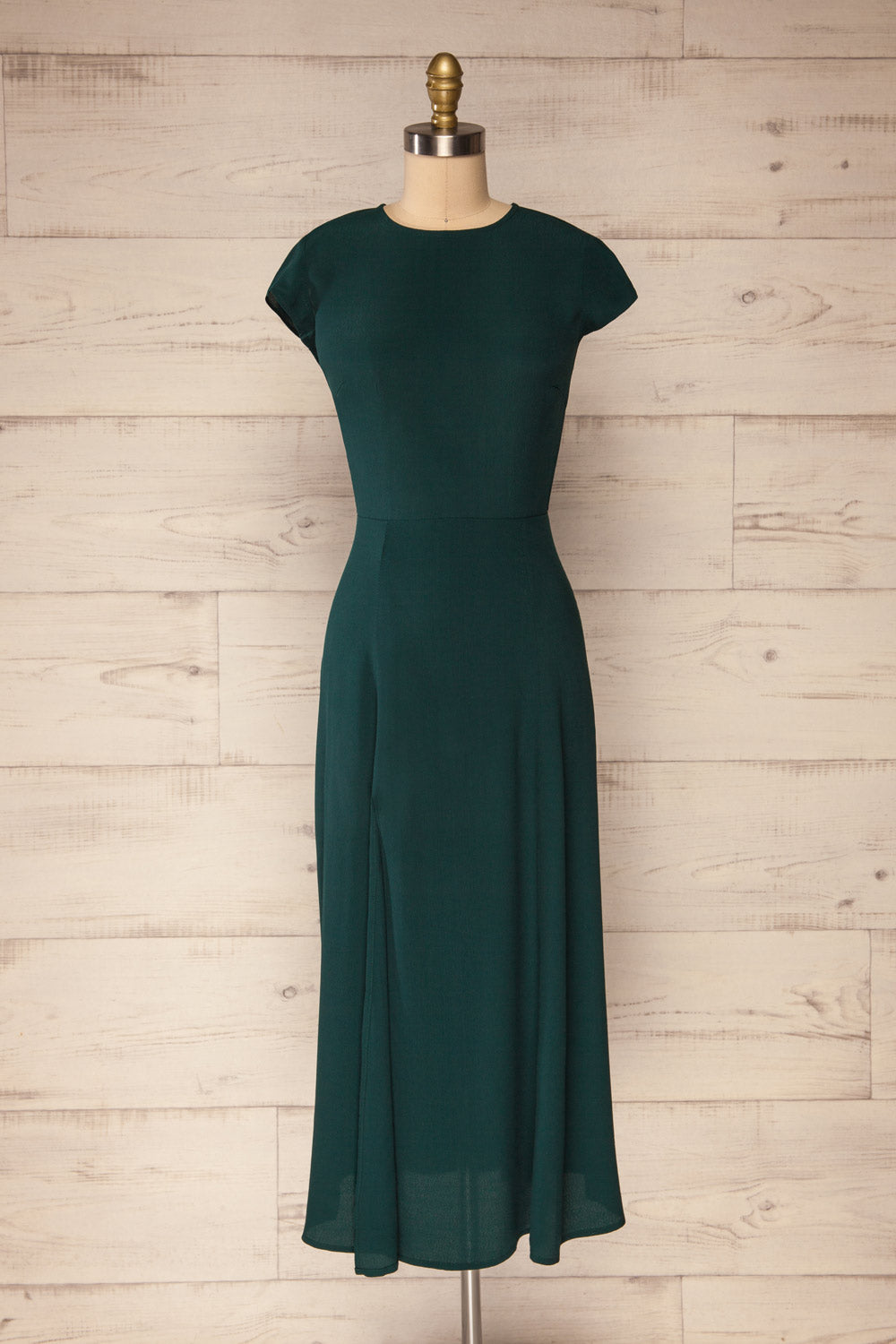 Essen Teal Green Short Sleeve Maxi Dress | La petite garçonne front view 