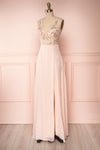 Esther Blush Pink Maxi Prom Dress with Slit | Boutique 1861 side view