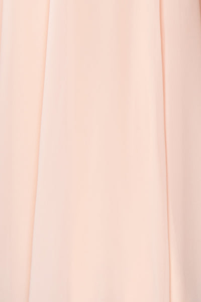 Esther Blush Pink Maxi Prom Dress with Slit | Boutique 1861 fabric
