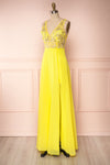 Esther Yellow Maxi Prom Dress with Slit | Boutique 1861 side view