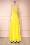Esther Yellow Maxi Prom Dress with Slit | Boutique 1861 back view