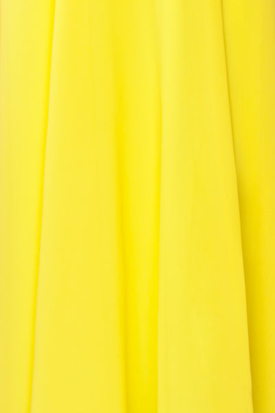 Esther Yellow Maxi Prom Dress with Slit | Boutique 1861 fabric