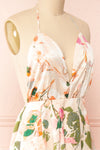 Estivah Pink Backless Floral Maxi Dress | Boutique 1861 side close-up