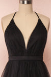 Estivam Black Layered Tulle Maxi Prom Dress front close up | Boutique 1861