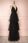 Estivam Black Layered Tulle Maxi Prom Dress side view | Boutique 1861