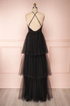Estivam Black Layered Tulle Maxi Prom Dress back view | Boutique 1861