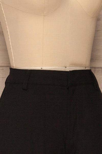 Etain Black Work Pants | Pantalon | La Petite Garçonne side close-up