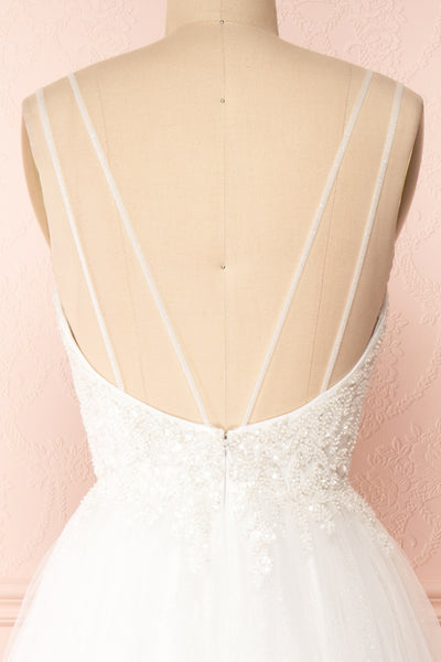 Eugeny White Beaded A-Line Bridal Dress | Boudoir 1861 back close-up