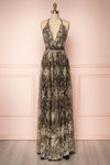 Eunmi Black & Gold Glitter Mesh Maxi Dress | FRONT VIEW | Boutique 1861