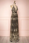 Eunmi Black & Gold Glitter Mesh Maxi Dress | SIDE VIEW | Boutique 1861