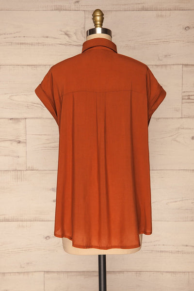 Eupen Orange Rust Short Sleeved Blouse back view | La petite garçonne