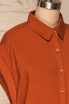 Eupen Orange Rust Short Sleeved Blouse side close up | La petite garçonne