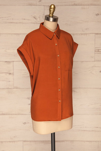 Eupen Orange Rust Short Sleeved Blouse side view | La petite garçonne