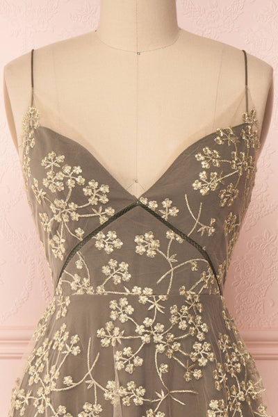 Eurydice Golden Floral Mesh Midi Dress | Boutique 1861 2