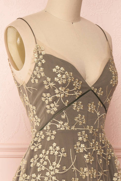 Eurydice Golden Floral Mesh Midi Dress | Boutique 1861 4