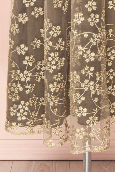 Eurydice Golden Floral Mesh Midi Dress | Boutique 1861 7