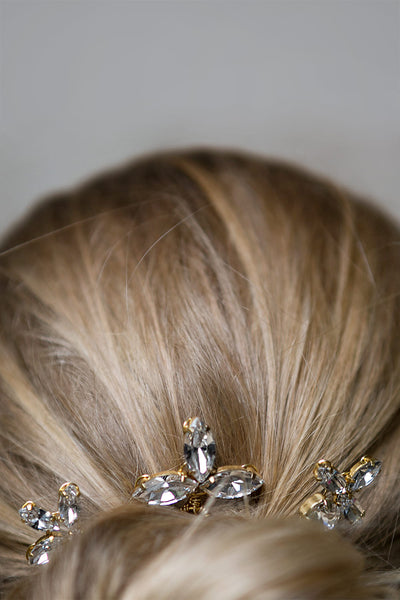 Euterpa Set of Golden Hair Pins with Swarovski Crystals | Boudoir 1861