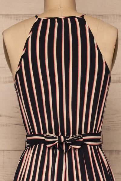 Evenes Navy Blue Striped Maxi Dress | La petite garçonne back close-up
