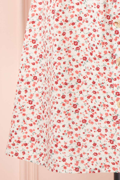 Eydis Ivory Floral Puffy Sleeve Short Dress | Boutique 1861 skirt