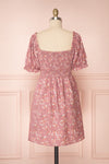 Eydis Mauve Lilac Pink Floral Short Dress | Boutique 1861 back view
