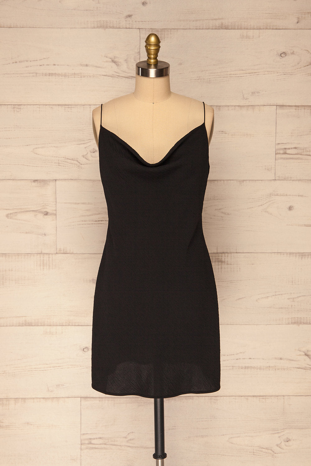 Faanes Black Short Slip Dress | La petite garçonne front view 