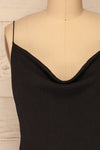 Faanes Black Short Slip Dress | La petite garçonne front close-up