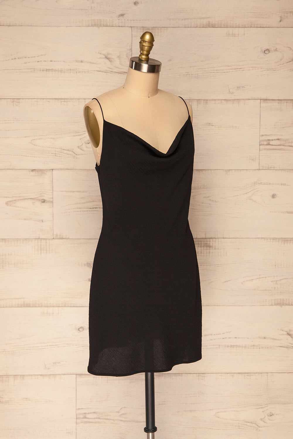 Faanes Black Short Slip Dress | La petite garçonne side view 