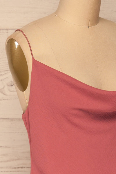 Faanes Pink Short Slip Dress | La petite garçonne side close-up