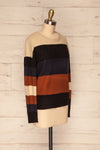 Faarland Black and Brown Striped Knit Sweater | La Petite Garçonne side view