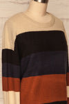 Faarland Black and Brown Striped Knit Sweater | La Petite Garçonne side close-up