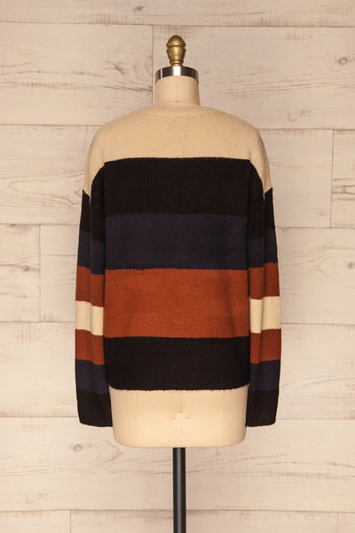 Faarland Black and Brown Striped Knit Sweater | La Petite Garçonne back view