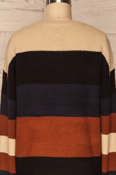 Faarland Black and Brown Striped Knit Sweater | La Petite Garçonne back close-up