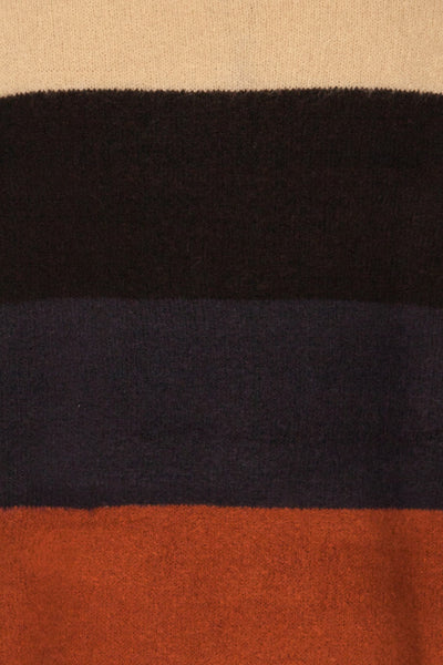 Faarland Black and Brown Striped Knit Sweater | La Petite Garçonne fabric detail