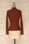 Faaset Clay Brown Ribbed Top with Stand Collar  | back view | La Petite Garçonne