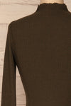 Faaset Moss Khaki Ribbed Top with Stand Collar  | back close up | La Petite Garçonne