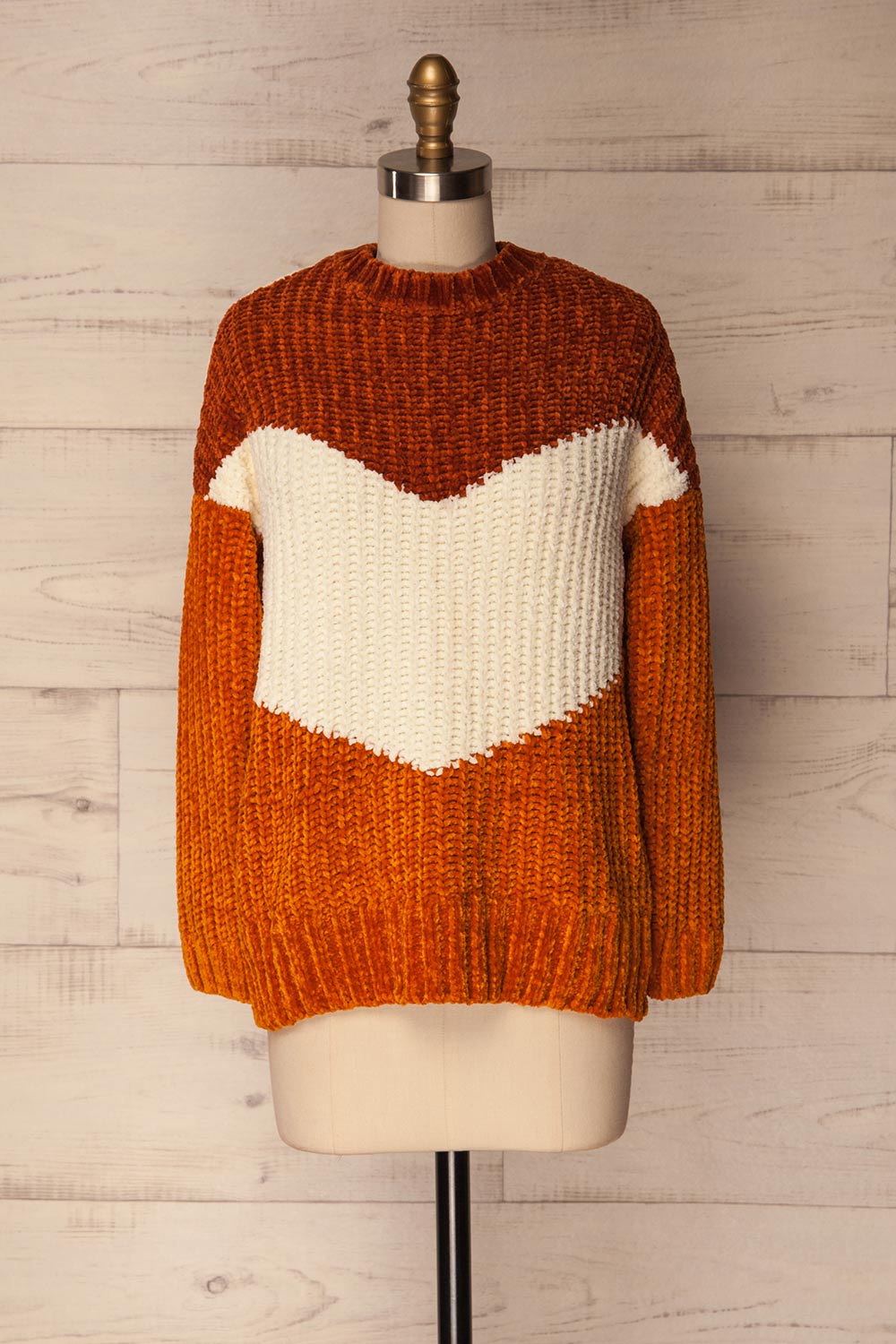 Faberg Fall Orange & White Fuzzy Knit Sweater | La Petite Garçonne 1
