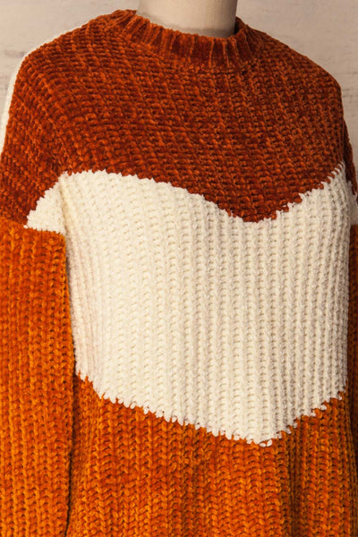 Faberg Fall Orange & White Fuzzy Knit Sweater | La Petite Garçonne 4