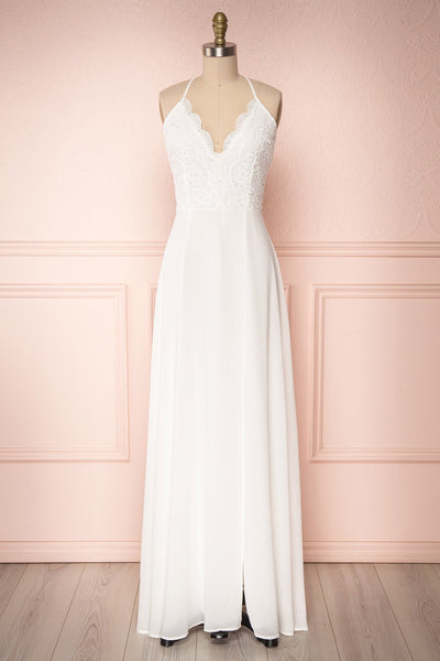 Clemence | Long White Dress w/ Ruffled Straps