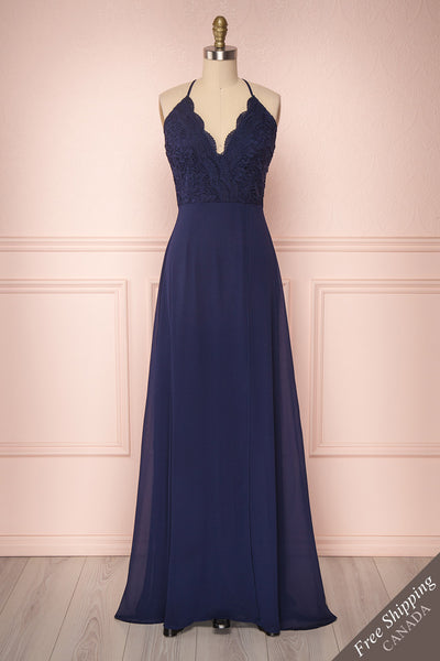 Fabia Navy Blue Lace & Chiffon Bridesmaid Dress | Boudoir 1861