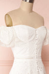 Fabienne Off-Shoulder Lace White Bridal Dress side close up | Boudoir 1861