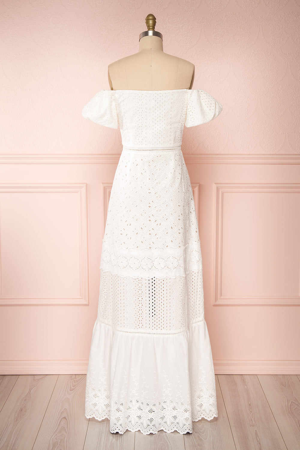 Fabienne Off-Shoulder Lace White Bridal Dress back view | Boudoir 1861