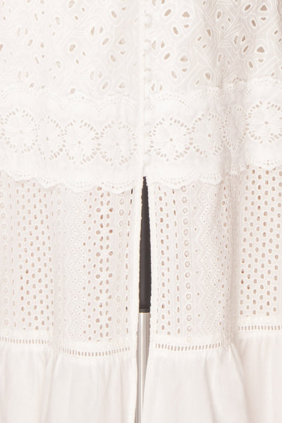 Fabienne Off-Shoulder Lace White Bridal Dress fabric | Boudoir 1861