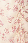 Fabiola Cream & Lilac Midi Dress w/ Frills | Boutique 1861 fabric