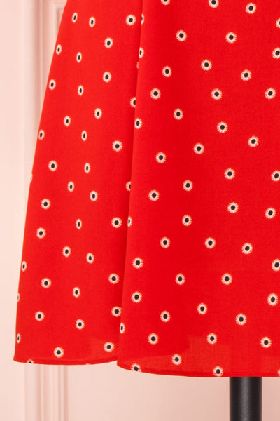 Fadeyka Red Floral A-Line Cocktail Dress | BOTTOM CLOSE UP | Boutique 1861