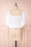 Faerylis White Puffy Sleeve Ruched Crop Top | Boutique 1861 back view