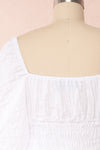 Faerylis White Puffy Sleeve Ruched Crop Top | Boutique 1861 back close up