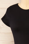 Fafe Black Fitted Cropped T-Shirt | La petite garçonne front close-up