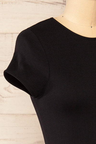 Fafe Black Fitted Cropped T-Shirt | La petite garçonne side close-up