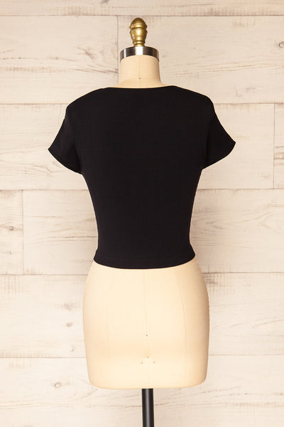Fafe Black Fitted Cropped T-Shirt | La petite garçonne back view